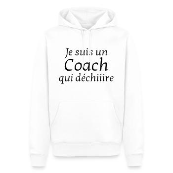 Coach / Coaching / Entraineur / Sport - Sweat à capuche Premium bio Homme - blanc - Devant - Nico (187cm)