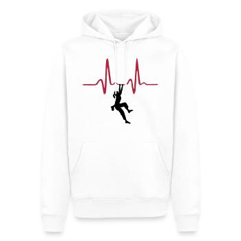 Kletterin und Herzschlag, Klettern - Männer Premium Bio Hoodie - Weiß - Vorne - Nico (187cm)