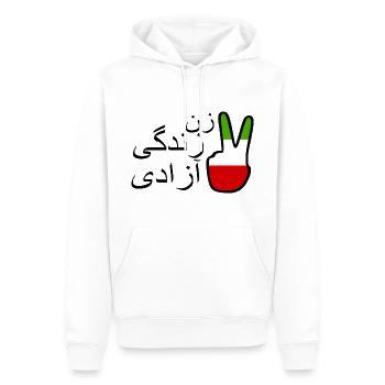 Jin jiyan azadi زن زندگی آزادی - Sweat à capuche Premium bio Homme - blanc - Devant - Nico (187cm)