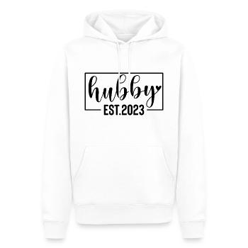 Hubby EST. 2023 - Männer Premium Bio Hoodie - Weiß - Vorne - Nico (187cm)
