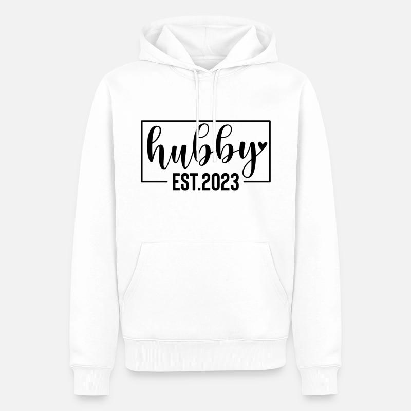 Hubby EST. 2023 - Sweat à capuche Premium bio Homme - blanc