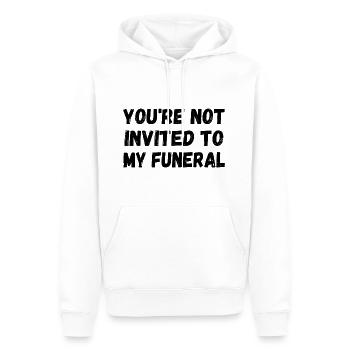 Tu n’es pas invité à mes funérailles - Sweat à capuche Premium bio Homme - blanc - Devant - Nico (187cm)