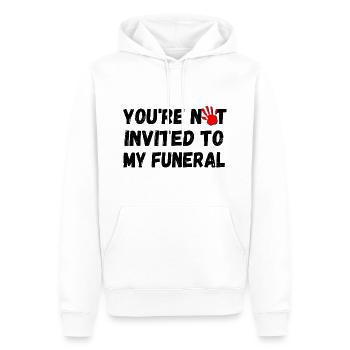 Vous n’êtes pas invité à mes funérailles - Sweat à capuche Premium bio Homme - blanc - Devant - Nico (187cm)