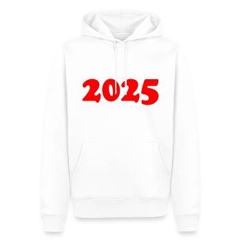 2025 - Männer Premium Bio Hoodie - Weiß - Vorne - Nico (187cm)