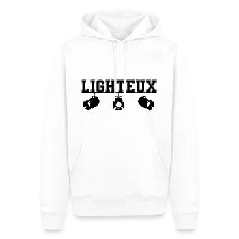lighteux - Sweat à capuche Premium bio Homme - blanc - Devant - Nico (187cm)