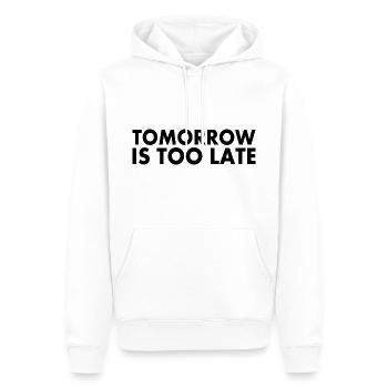 Tomorrow is too late - Sweat à capuche Premium bio Homme - blanc - Devant - Nico (187cm)
