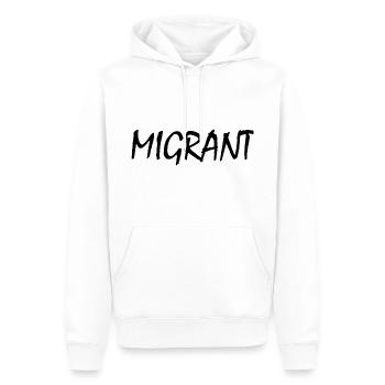 Migrant - Sweat à capuche Premium bio Homme - blanc - Devant - Nico (187cm)