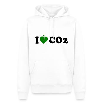 I love co2 - Sweat à capuche Premium bio Homme - blanc - Devant - Nico (187cm)