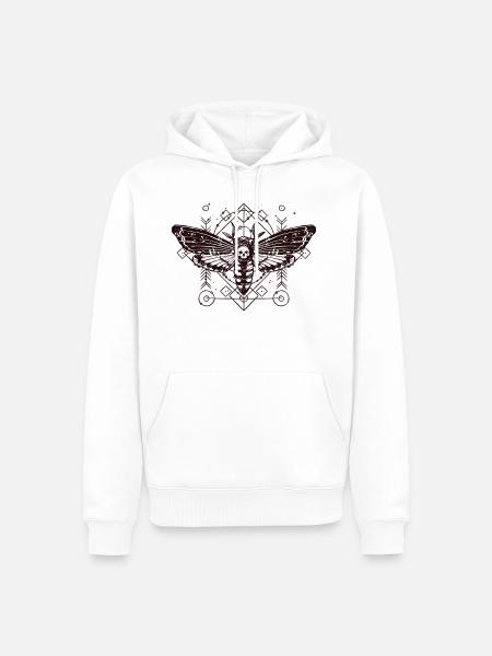 Moth Skull Schaedel Insect Tattoo Butterfly B - Ekologisk premiumluvtröja herr - vit