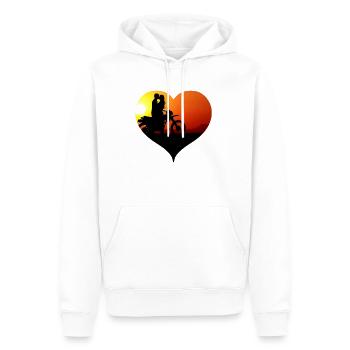 Biker Motorradfahrer Paar Beziehung Herz Geschenk - Männer Premium Bio Hoodie - Weiß - Vorne - Nico (187cm)