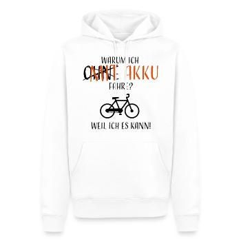 Why do I drive with battery? - Men’s Premium Organic Hoodie - white - Front - Nico (187cm)