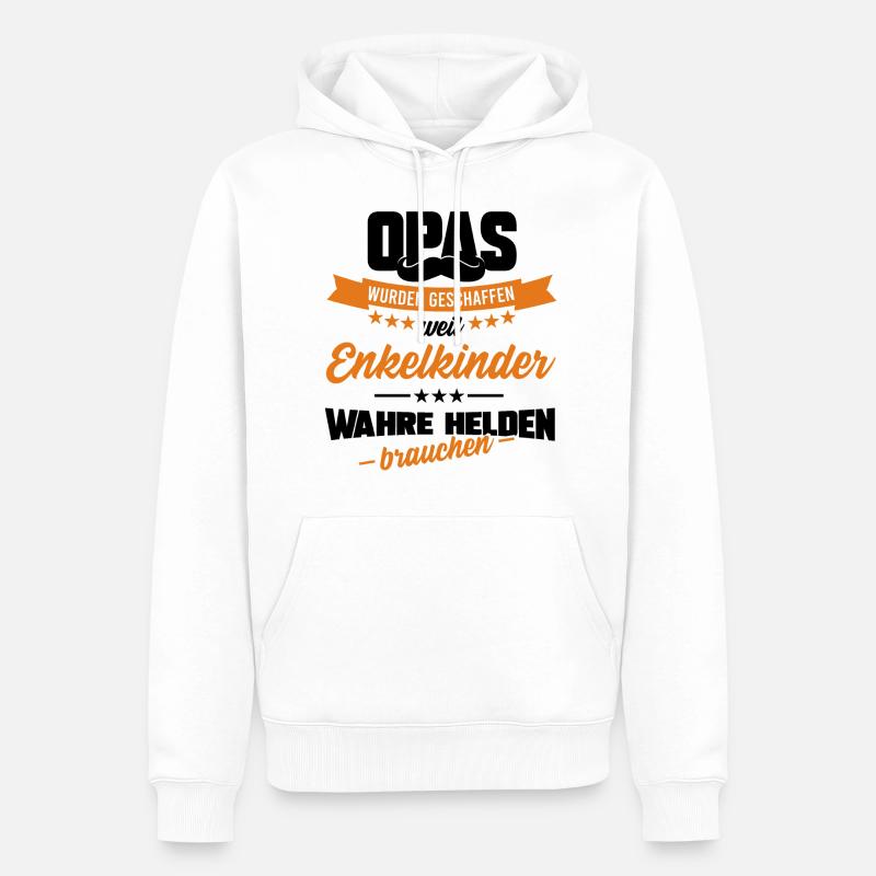 OPA HELD, GESCHENK - Männer Premium Bio Hoodie - Weiß