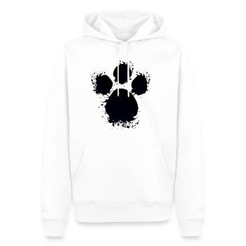 Chien noir patte chien peinture tache éclaboussure - Sweat à capuche Premium bio Homme - blanc - Devant - Nico (187cm)