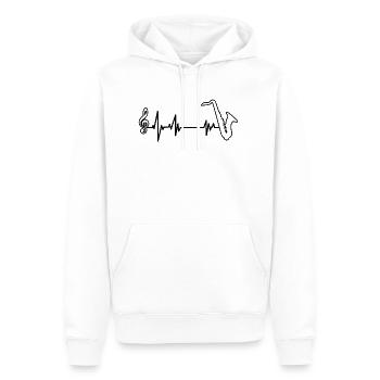 Saxophone ECG saxophone saxophone rythme cardiaque musique - Sweat à capuche Premium bio Homme - blanc - Devant - Nico (187cm)