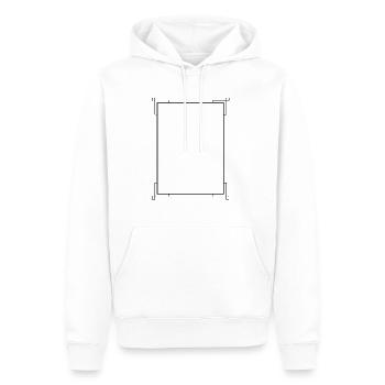 Schwarzer Rahmen mit Linien Grundtext - Männer Premium Bio Hoodie - Weiß - Vorne - Nico (187cm)
