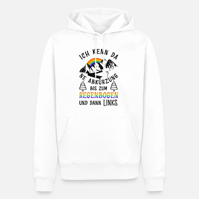Bergsteiger bis zum Regenbogen Spruch - Männer Premium Bio Hoodie - Weiß