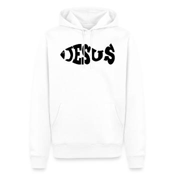 Jesus Fisch Geschenk - Männer Premium Bio Hoodie - Weiß - Vorne - Nico (187cm)