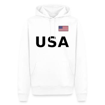 ÉQUIPE Bannière du drapeau américain des États-Unis sur la police - Sweat à capuche Premium bio Homme - blanc - Devant - Nico (187cm)