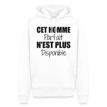 Dieser perfekte Mann ist nicht mehr als Paar verfügbar - Männer Premium Bio Hoodie - Weiß - Vorne - Nico (187cm)