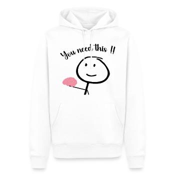 Du brauchst das - lustiges und humorvolles Design - Männer Premium Bio Hoodie - Weiß - Vorne - Nico (187cm)