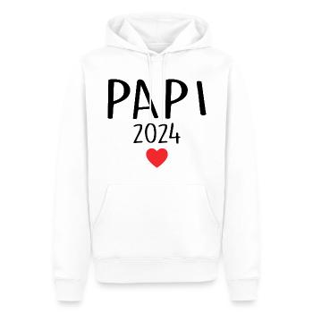 papa - futur papa 2024 - Sweat à capuche Premium bio Homme - blanc - Devant - Nico (187cm)