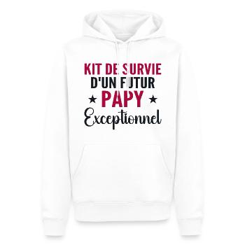 Personalisiertes Geschenk für den zukünftigen Opa Survival Kit - Männer Premium Bio Hoodie - Weiß - Vorne - Nico (187cm)