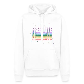 FREE LOVE Rainbow Colors - Männer Premium Bio Hoodie - Weiß - Vorne - Nico (187cm)