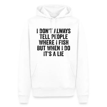 Ich erzähle den Leuten nicht immer, wo ich fische - Humor - Männer Premium Bio Hoodie - Weiß - Vorne - Nico (187cm)
