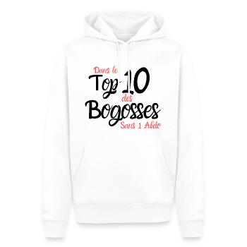 Dans le TOP 10 des bogosses sans 1 abdo - Sweat à capuche Premium bio Homme - blanc - Devant - Nico (187cm)