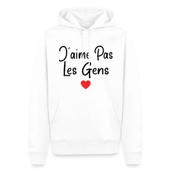 Humoristique adolescent Humour J'aime Pas Les Gens - Sweat à capuche Premium bio Homme - blanc - Devant - Nico (187cm)