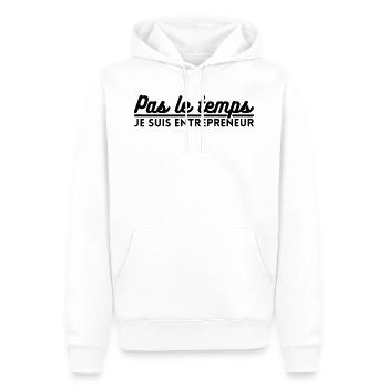 Pas le temps je suis entrepreneur - Sweat à capuche Premium bio Homme - blanc - Devant - Nico (187cm)