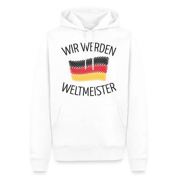Wir Werden Weltmeister (Deutschlandflagge Skizze) - Männer Premium Bio Hoodie - Weiß - Vorne - Nico (187cm)