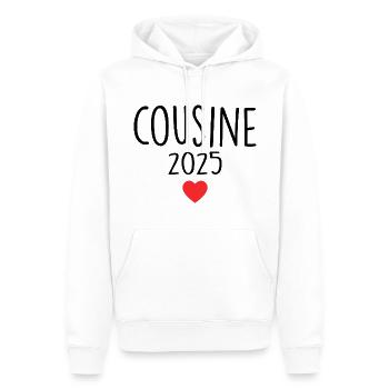 Cousine - Futur Cousine 2025 - Sweat à capuche Premium bio Homme - blanc - Devant - Nico (187cm)
