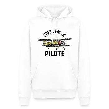 J'peux pas je pilote - Cadeau rétro avion - Sweat à capuche Premium bio Homme - blanc - Devant - Nico (187cm)