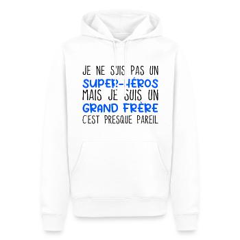 Grand Frère Super Héros Humour Frère Cadeau - Sweat à capuche Premium bio Homme - blanc - Devant - Nico (187cm)
