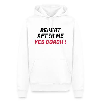 Coach / Coaching / Entraineur / Sport - Sweat à capuche Premium bio Homme - blanc - Devant - Nico (187cm)