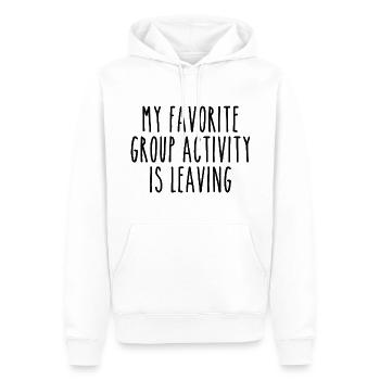 Meine Lieblingsaktivität in der Gruppe ist das Verlassen - Männer Premium Bio Hoodie - Weiß - Vorne - Nico (187cm)