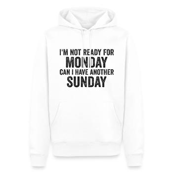 Ich bin noch nicht bereit für Montag, kann ich noch einen Sonntag haben - Männer Premium Bio Hoodie - Weiß - Vorne - Nico (187cm)