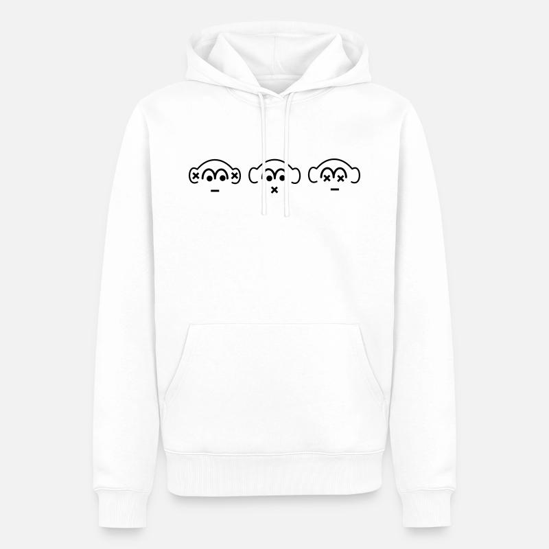 les trois singes - Sweat à capuche Premium bio Homme - blanc