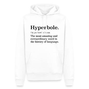 Hyperbole definition - Sweat à capuche Premium bio Homme - blanc - Devant - Nico (187cm)