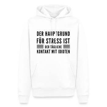 Der Tägliche Kontakt Mit Idioten - Lustiger Spruch - Männer Premium Bio Hoodie - Weiß - Vorne - Nico (187cm)