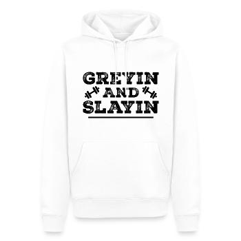 Greyin And Slayin - Funny Workout Gym - Sweat à capuche Premium bio Homme - blanc - Devant - Nico (187cm)