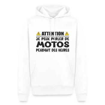Talking about Motorcycles, Be careful I can talk about motorcycles - Men’s Premium Organic Hoodie - white - Front - Nico (187cm)