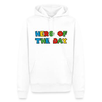 HÉROS DU JOUR - HÉROS DU JOUR - SUPER-HÉROS - Sweat à capuche Premium bio Homme - blanc - Devant - Nico (187cm)