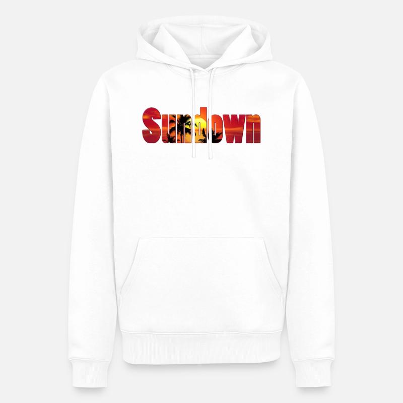 Coucher de soleil, coucher de soleil, coucher de soleil, lever du soleil - Sweat à capuche Premium bio Homme - blanc
