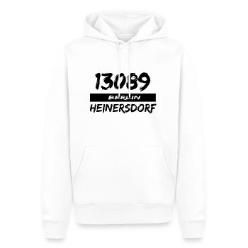 13089 Berlin Heinersdorf - Männer Premium Bio Hoodie - Weiß - Vorne - Nico (187cm)