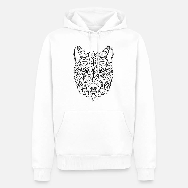 Wolf Geometric - Männer Premium Bio Hoodie - Weiß