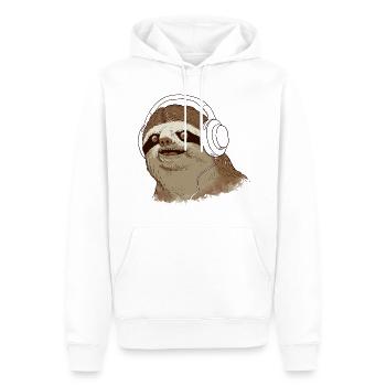 Sloth avec un casque - Sweat à capuche Premium bio Homme - blanc - Devant - Nico (187cm)
