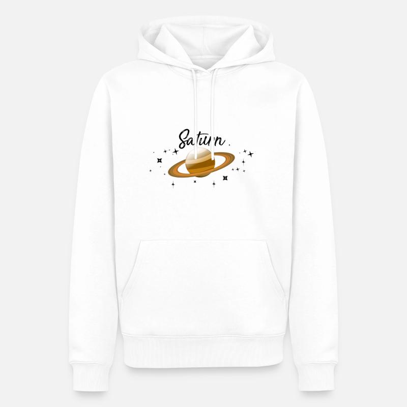 Saturne - Sweat à capuche Premium bio Homme - blanc