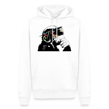Monksy - Singe avec lunettes de réalité virtuelle - Sweat à capuche Premium bio Homme - blanc - Devant - Nico (187cm)